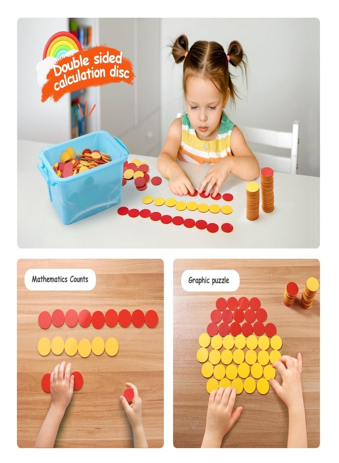 stochastic box Counters for Kids Math 800 pcs Plastic Two-Color Red and Yellow Counter,Double Sided Counters Educational Toys to Help Kids Learn - Image 2